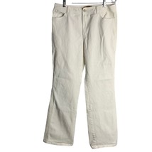 Dana Buchman Straight Leg Denim Jeans 8 White Button Zip 5 Pocket Mid Rise - £18.06 GBP