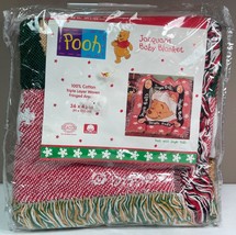 NEW, Winnie The Pooh Jacquard Baby Blanket Holiday Jingle Bells Disney 36" x 48" - $31.49