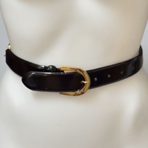 LINEA PELLE Belt Black Leather Gold Metal Fashion Italian Made Women’s Size L - £14.33 GBP