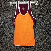 Nike Dri Fit Athletic Shirt Women XS Orange and Maroon Sleeveless Swoosh - £13.17 GBP