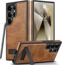 Compatible With Galaxy S24 Ultra 6.8&quot; Case Leather with Stand, Luxury (Brown) - £15.45 GBP