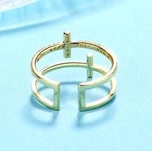 Trendy Minimalist Gold Silver Color Cross Rings Geometric Double Layer Open Adju - £8.53 GBP