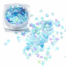 Decor Manicure Holographic 3D Glitter Nail Sequins Colorful Butterfly Nail Flake - £8.93 GBP