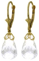 Galaxy Gold GG 14k Solid Gold White Topaz Leverback Earrings - £279.71 GBP