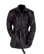 Giovanni Navarre Italian Stone Design Ladies Leather Jacket Zip Belt Lined Hip - £47.84 GBP