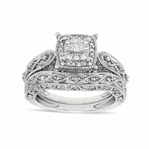 1/5 Karat Rundschliff Diamant Sterlingsilber Braut Ring Set Ehering Für Damen - £289.69 GBP