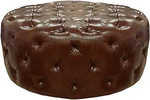 Armen Living Victoria Ottoman in Brown Bonded Leather - £478.78 GBP