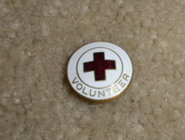 Vintage Enameled Gold Tone Metal Red Cross Volunteer Pin or Brooch 7/8&quot; ... - $18.81