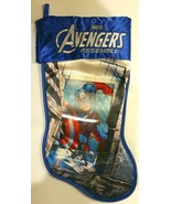 Marvel AVENGERS ASSEMBLE Christmas Stocking Blue Satin Cuff 3 D Holographic - £10.21 GBP