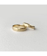 Hammered modern wedding 14K gold rings, Satin 14K gold matching wedding ... - £782.39 GBP