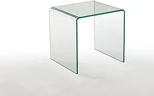 Et2002C Contemporary Glass Living Room End Table, 18&quot;, Clear - £418.64 GBP