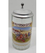 Vintage Stammtischseidel Glass Beer Stein Lidded Mug Barware Germany Rare - $33.16 CAD
