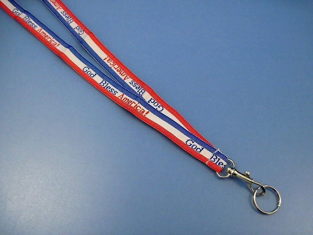 Primary image for Patriotic - God Bless America - Lanyard - Key Chain ID Ticket Badge Holder Strap