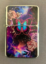 Fantasy Butterfly Galaxy Art Flip Top Dual Torch Lighter Wind Resistant - £13.19 GBP