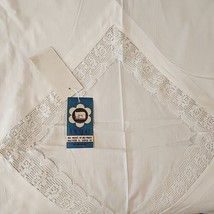 NWT Vintage Duvet Cover Poland White Cotton Percale Lace Top Opening Style - $92.22