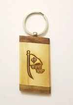 Sikh punjabi word chardi kala khalsa flag wooden singh kaur key chain ri... - £7.51 GBP