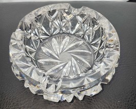 American Brilliant Leaded Crystal Cut Glass 6&quot; Ashtray 1960s Hollywood Regency - £27.00 GBP