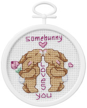 Janlynn Mini Counted Cross Stitch Kit 2.5&quot; Round-Some Bunny Loves You (18 Count) - £10.97 GBP