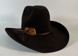 RESISTOL Self-Conforming Western Hat With Feather 4 XXXX Beaver 6 3/4 - £78.29 GBP