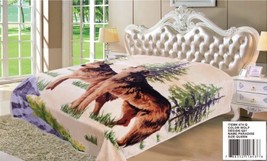 Wolfs Beige Color Paradise 2 Ply Plush Blanket Softy And Warm Queen Size - £43.16 GBP