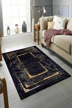 LaModaHome Area Rug Non-Slip - Black Bordure Soft Machine Washable Bedro... - £24.97 GBP+