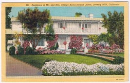 California Postcard Beverly Hills George Burns Gracie Allen Residence 1945 - $3.95