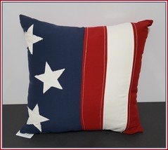 NEW RARE Pottery Barn American Flag Indoor/Outdoor Pillow 18&quot; x 18&quot; - $59.99