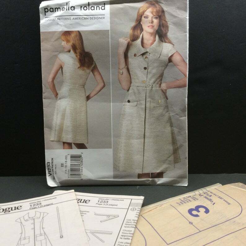 Vogue Sewing Pattern Pamella Roland V1233 14 16 18 20 Fitted Dress Belt Average - $12.30