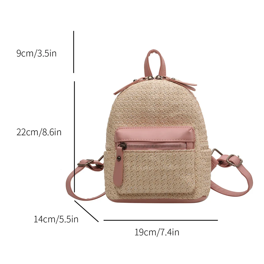 Women&#39;s Straw Backpack Summer Boho Bohemian   Bag Hobo Crochet Woven School Bags - $66.77