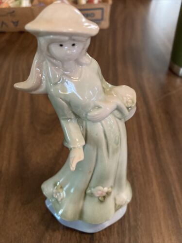 Greenbrier International Porcelain Young Lady with Basket~6.75" High - $8.60