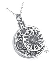 Sunflower Urn Necklace for Ashes 925 Sterling Silver - £131.39 GBP