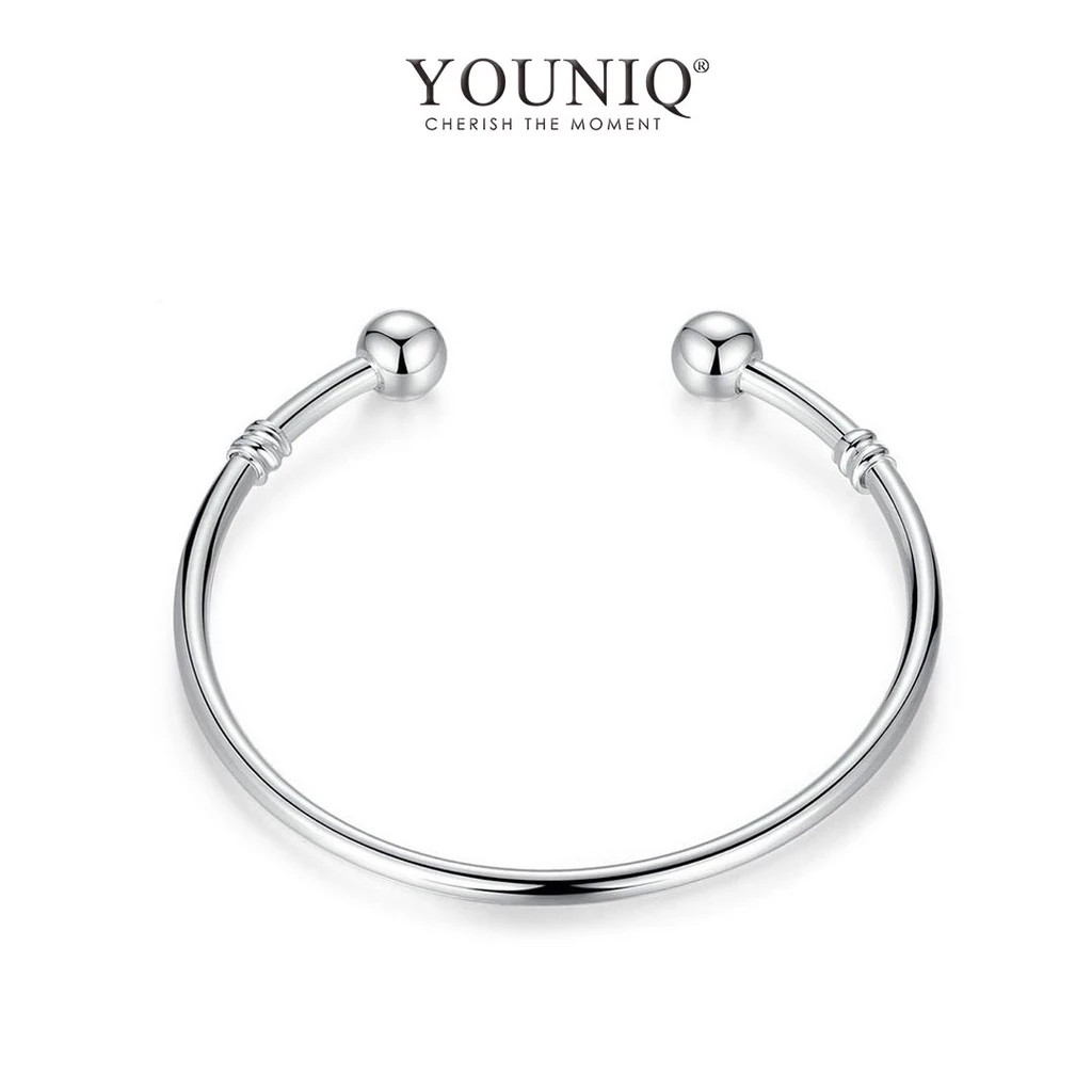 YOUNIQ 925S Sterling Silver Plated Minimalist Charm Bracelet - £46.37 GBP