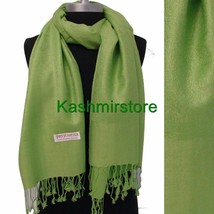 New Solid Paisley Pashmina Silk Cashmere Shawl Scarf Stole Wrap Fruit green - £6.75 GBP