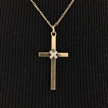 Princess Pride Creations Vtg Cross Pendant Necklace - 14K Yellow Gold Filled Ppc - £23.59 GBP