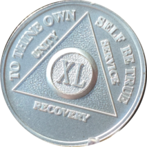 40 Year AA Medallion .999 Fine Silver Sobriety Chip - £36.76 GBP