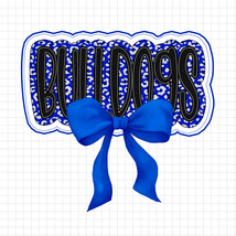 Bulldogs Typography Blue Coquette Bow PNG, Leopard Bulldogs Mascot PNG D... - $2.50