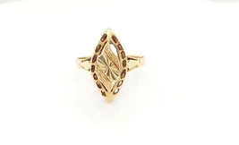 14k Yellow Gold Marquise Shape Vintage Leaf Design Ring - $199.00