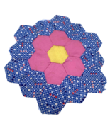 Antique Grandmas Flower Garden Quilt Block Piece Replacement Craft Blue ... - $20.37 CAD