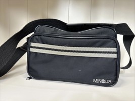 Minolta Camera Bag Shoulder Strap Vintage Black Nylon Front Pocket - $13.99