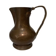 Rustic Antique Copper Pitcher with Twine-Wrapped Handle - £106.46 GBP