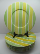 ESTE CE Italy 12 3/4&quot; Yellow And Green Striped Plates Set Of 6 Plates - $98.99
