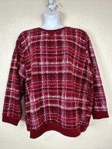 Karen Scott Womens Plus Size 3X Red/Pink Plaid Pullover Sweatshirt Long Sleeve - £14.38 GBP