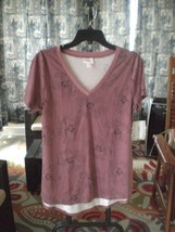 Nwt Lu La Roe Christy T Blouse Shirt Top Small Floral Mauve - £20.14 GBP