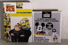 Despicable ME 3 32 Valentine Mickey Mouse 12 Mini Valentine Jumbo Stickers 2 Pks - £10.08 GBP