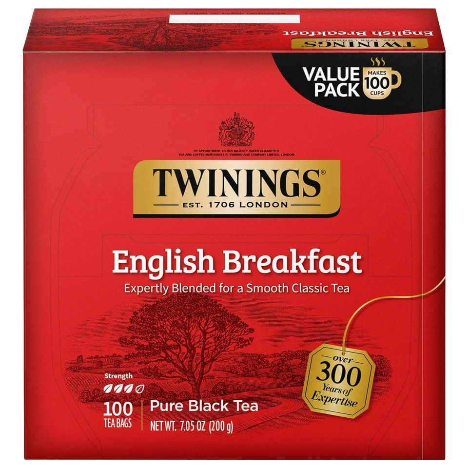 English Breakfast Black Tea, 100 Individually Wrapped Tea Bags, Smooth, Flavourf - $18.69