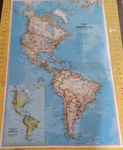 National Geographic 2000 Double Sided Laminated Map The Americas &amp; People 31x20 - £13.13 GBP