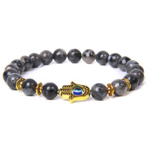 Fashion Fatima Hand &amp;Charm Buddha Bracelets Men Natural Stone Beads Indian Agate - £10.32 GBP