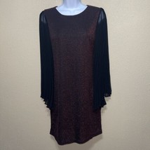 Esley Dress Black Red Shimmer Bell Sleeve Sz M New - £94.11 GBP