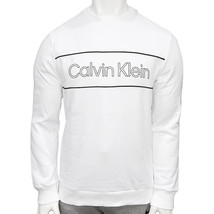 NWT CALVIN KLEIN MSRP $65.99 MEN&#39;S WHITE CREW NECK LONG SLEEVE SWEATSHIR... - £23.88 GBP