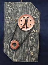 Natural Wood Cycle Chain Spool Handmade Art Deco Vintage Unique Wall Clock - £140.83 GBP